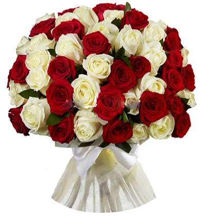  Rusya Çiçek 51 Kırmızı Beyaz Güller